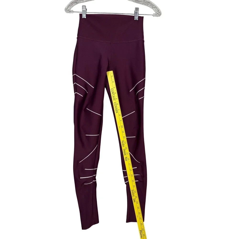 ALO YOGA High-Waist Sequence Leggings, Dark Plum, Size XS